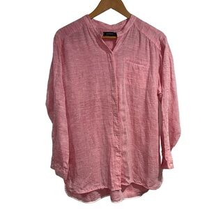 Lafayette 148 shirt linen tencel blend small long sleeve button down blouse
